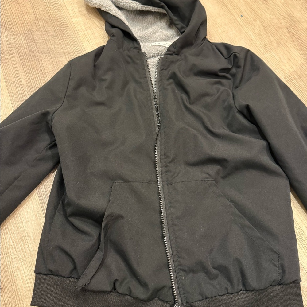SHEIN Charcoal Hooded‎ Bomber Jacket